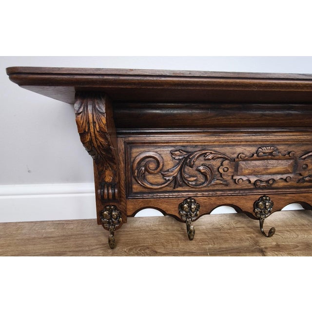 Vintage French Coat Rack in Oak For Sale - Image 4 of 10