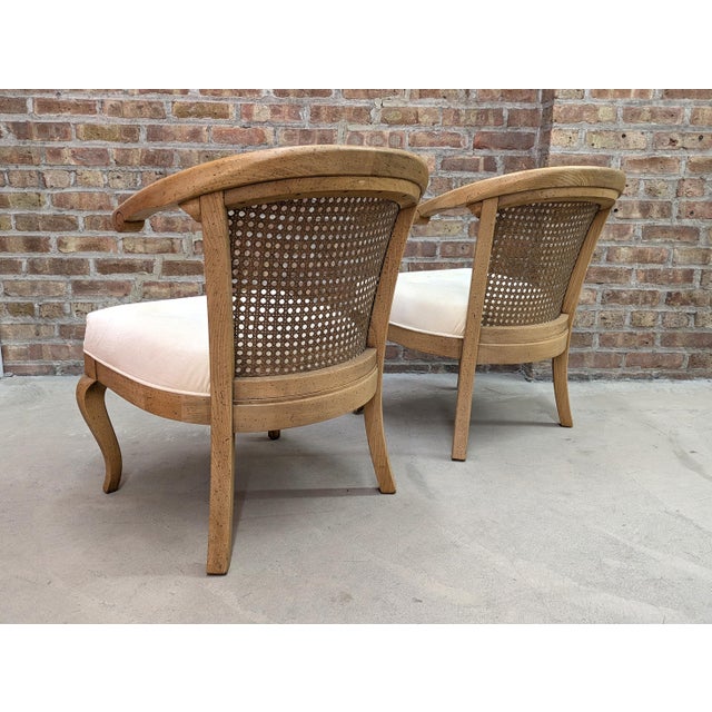 1990s French Country Oak & Cane Back Slipper Chairs - Set of 2 For Sale - Image 4 of 9