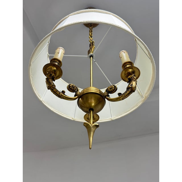 Metal French Empire Style Bouillotte Pendant, France, 1950s For Sale - Image 7 of 13
