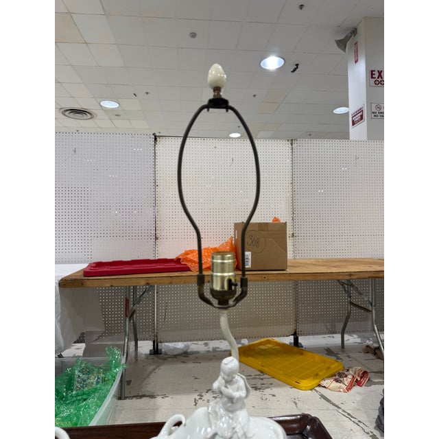 1920s Blanc De Chine Porcelain Figurine Lamps of a Boy and a Water Buffalo Pair For Sale In Atlanta - Image 6 of 6