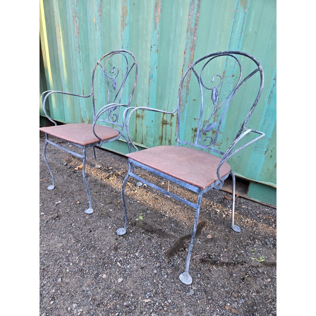 Gray Vintage Salterini Wrought Iron Outdoor Chairs - Set of 2, Attributed For Sale - Image 8 of 8