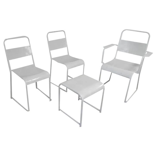 Iron Chairs and Coffee Table, 1960s, Set of 4 For Sale