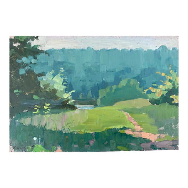 Original Impressionist Forest Oil Painting, Ukrainian Art 1964 23-34 For Sale