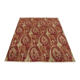 Suzani Rug 8’11” X 9’1” Brown Wool Modern Hand-Knotted Oriental Carpet For Sale