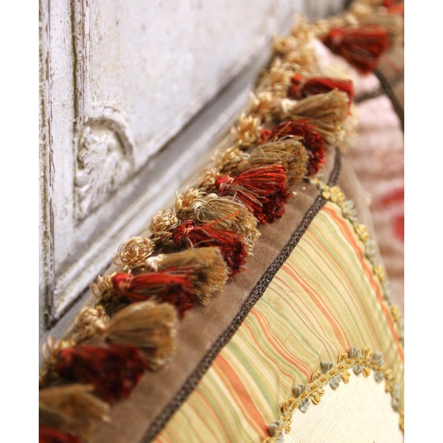 French Pair of 18th Century Aubusson Tapestry Fragment and Passementerie Lumbar Pillows For Sale - Image 3 of 9