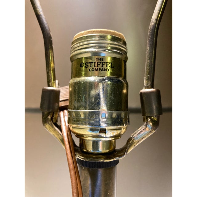 Stiffel Greek Key Brass Table Lamp With Large Regency Flame Chicago For Sale - Image 11 of 13