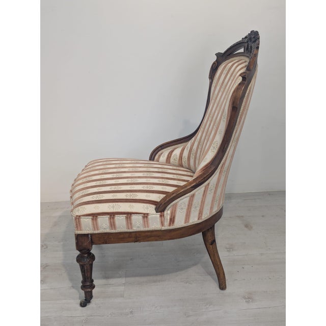 Vintage Chair in Carved Wood on Wheels, 1955 For Sale - Image 12 of 16