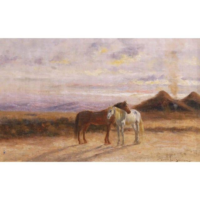 19th Century Equestrian Landscape Painting on Canvas by Lewis L. Shonborn For Sale - Image 4 of 10