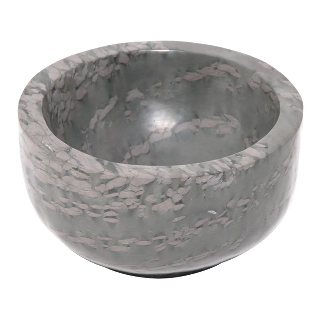 Hand Carved Footed Zhenzhu Stone Basin For Sale