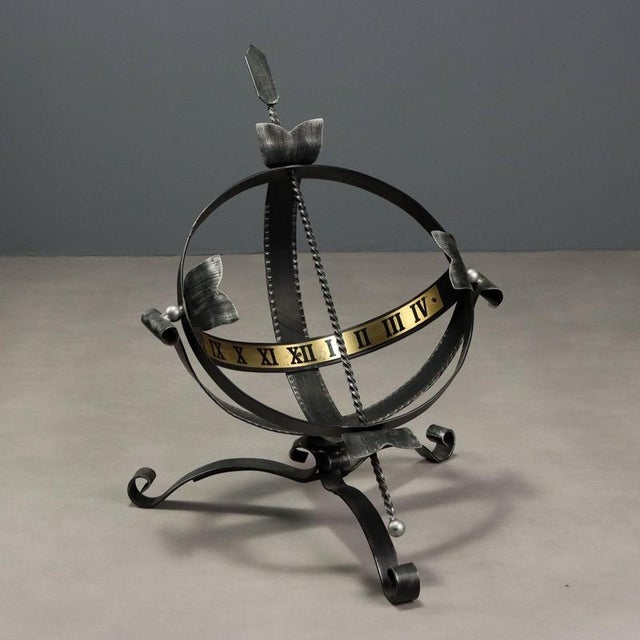 Outdoor Sundial in Wrought Iron with Brass Plate For Sale - Image 9 of 9