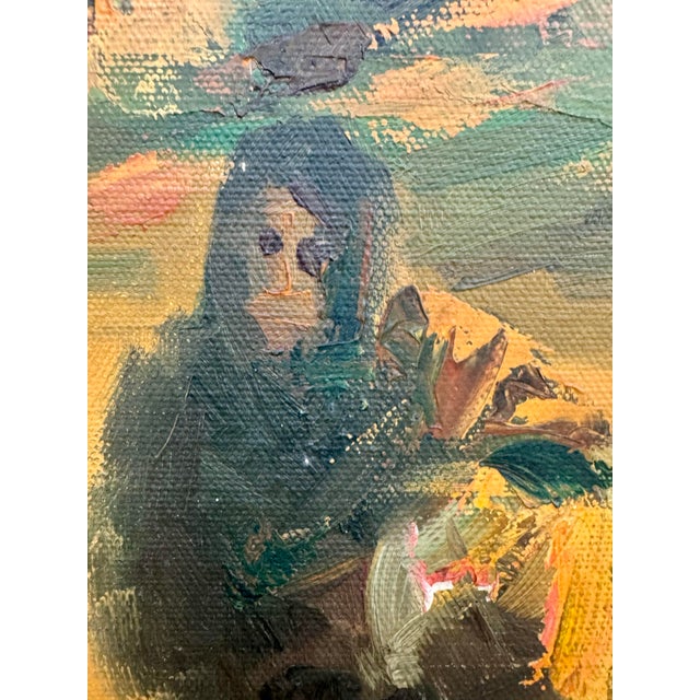 Portuguese Lighthouse Village Scene by J. Adamos, Mid-Century Oil on Canvas For Sale - Image 4 of 8