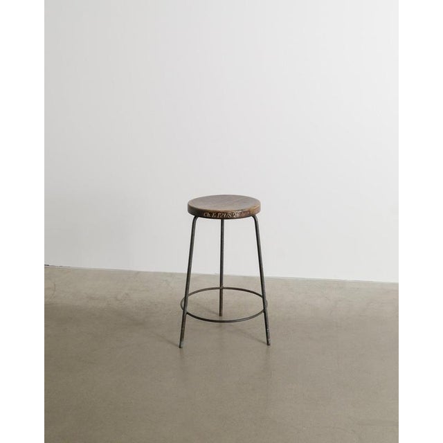 Metal French Mid-Century Wooden & Iron High Tripod Bar Stool by Pierre Jeanneret, 1950s For Sale - Image 7 of 7