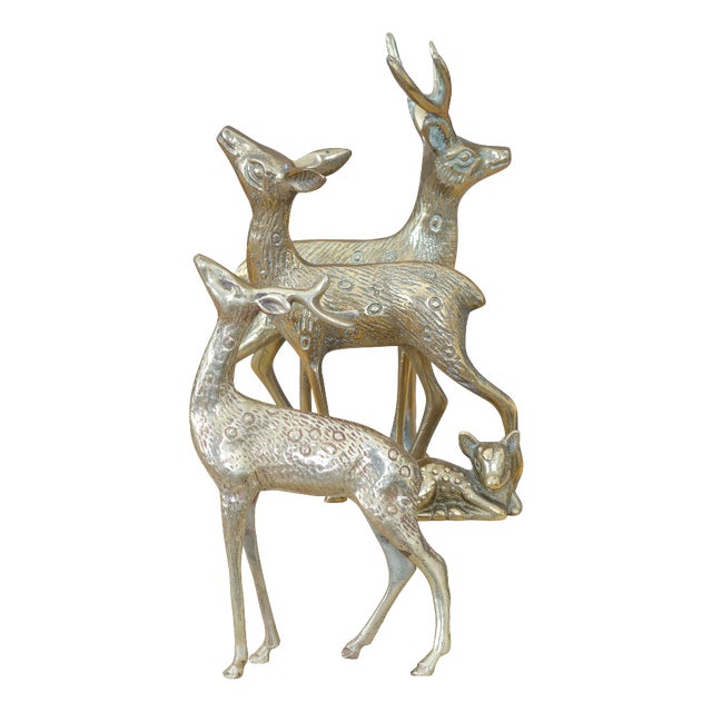 Brass Family of Deer Figurines, 1960s, Set of 4 For Sale