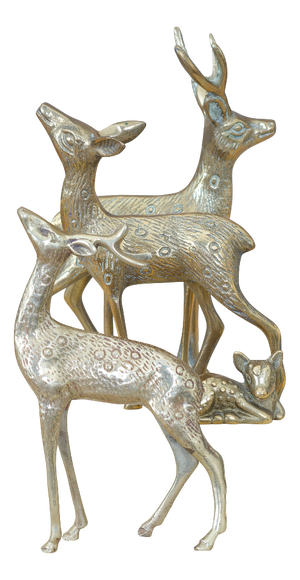 Brass Family of Deer Figurines, 1960s, Set of 4