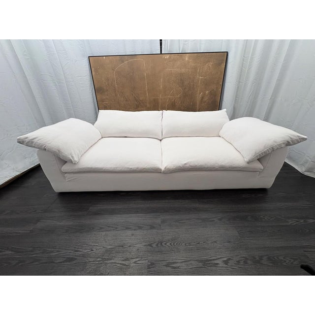 Rh Cloud 9' Luxe Sofa — 2-Cushion | Perennials Performance Textured Linen Weave | White For Sale - Image 14 of 18