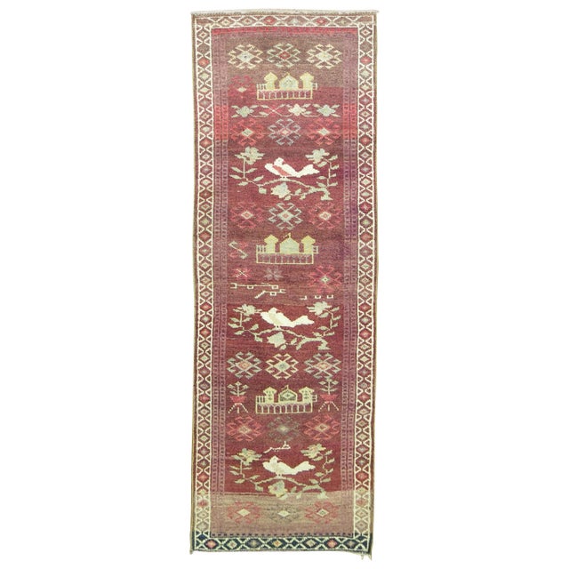 Pigeon Vintage Turkish Anatolian Runner - 3'1" x 11'3" For Sale - Image 16 of 18