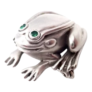 Kieselstein Cord 18k White Gold Frog Emerald Brooch 1998