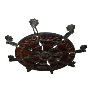 Vintage 1920s Wrought Iron and Mica Chandelier For Sale