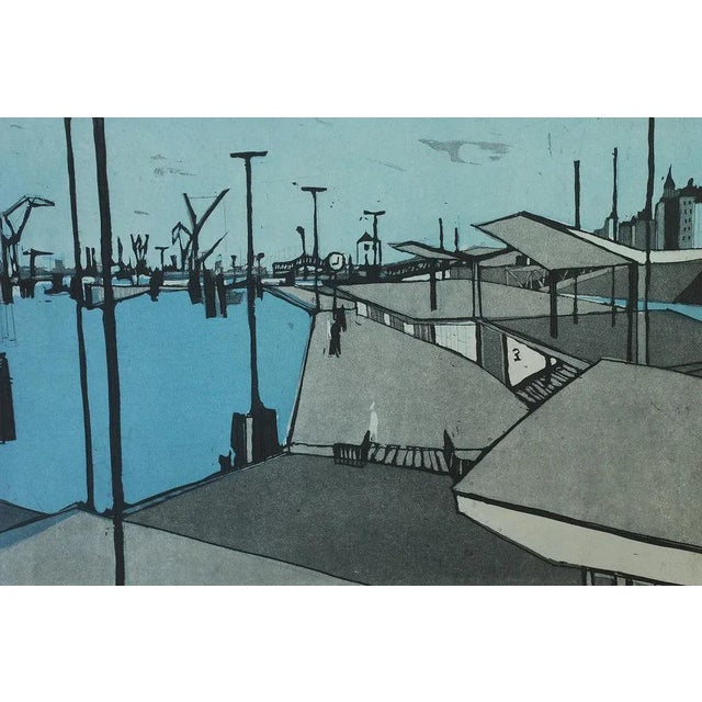Otto Eglau, Im Hafen, 1961 Etching Test print The work signed by the artist's signature. Has title and date. Dimensions...