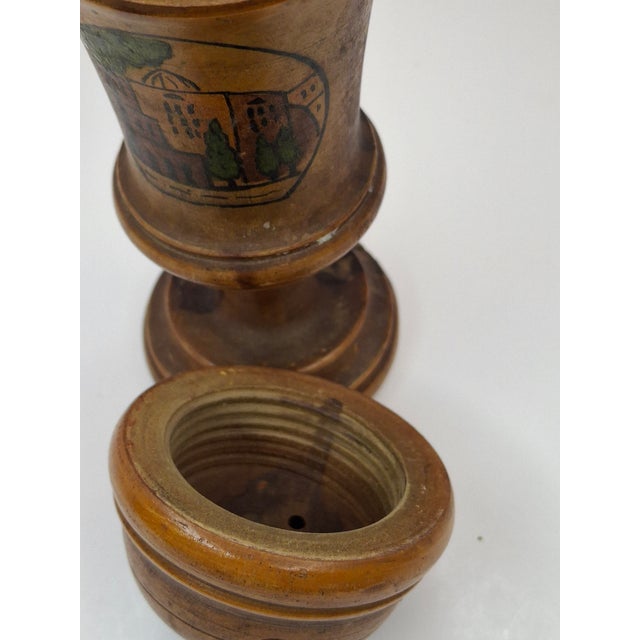Antique Bezalel Jerusalem Olive Wood Spice Box Besamim Holder 1920s Palestine Era For Sale - Image 9 of 18