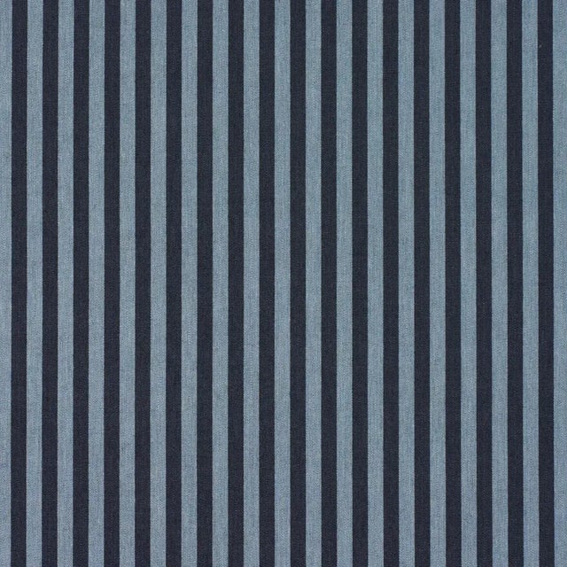 Contemporary Schumacher Hanson Indoor/Outdoor Stripe Narrow Fabric In Blues For Sale - Image 3 of 4