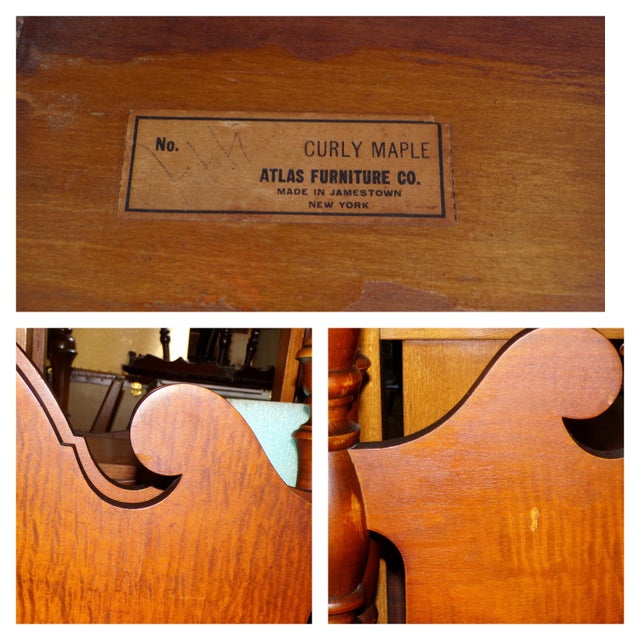 Vintage Pair Atlas Furniture Curly Maple Poster Twin Beds For Sale - Image 18 of 18