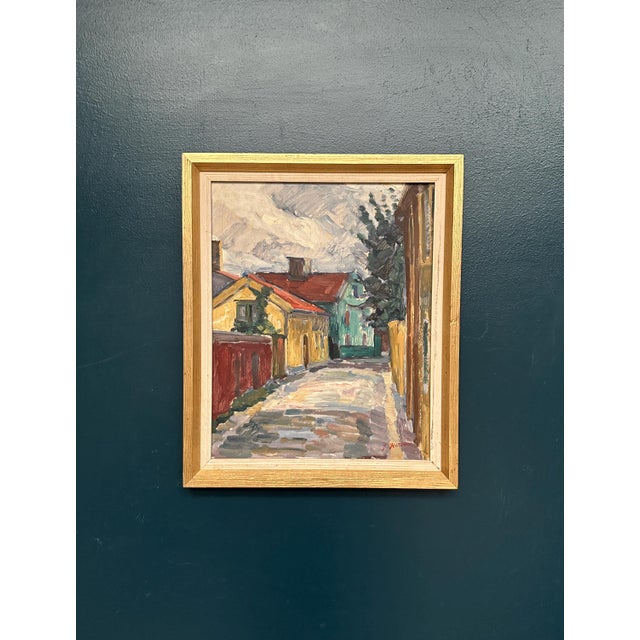 Jan Hatvani, Street with Houses, 1960s, Oil on Panel, Framed For Sale - Image 11 of 14