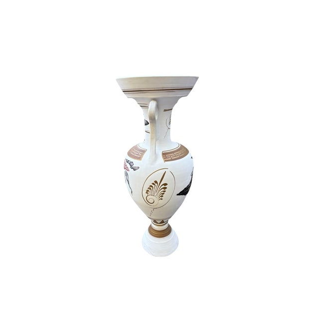 White Mid 20th Century Neoclassical Greco-Roman Ceramic Floor Vase For Sale - Image 8 of 11