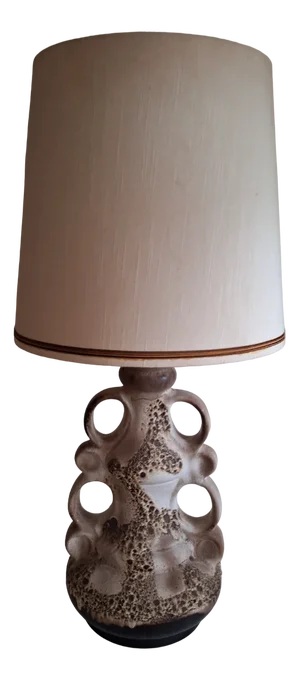 Large Vintage German Table Lamp with Gray-Brown Ceramic Base, 1970s
