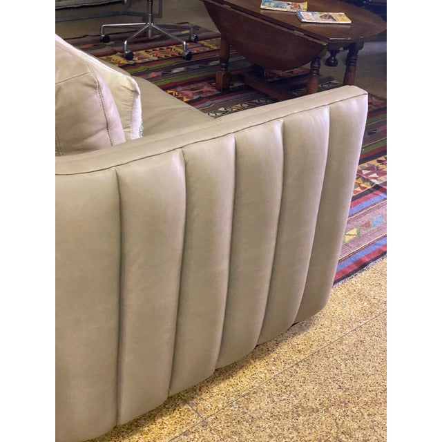 2020s Olivia & Quinn Leather Sofa With Channel Tufting For Sale - Image 5 of 12
