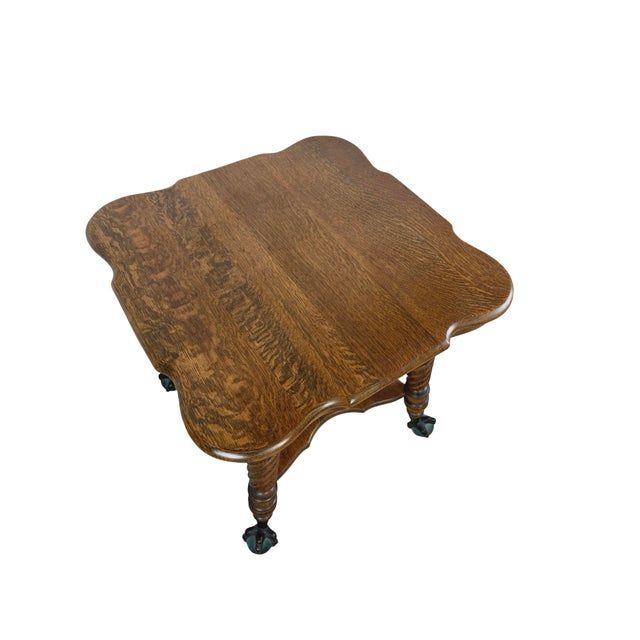 Early 20th Century Early 20th Century Tiger Oak Barley Twist Table With Glass Ball & Claw Feet For Sale - Image 5 of 17