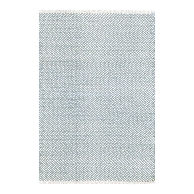 Dash & Albert by Annie Selke Herringbone Swedish Blue Woven Cotton Rug, 4' x 6' For Sale
