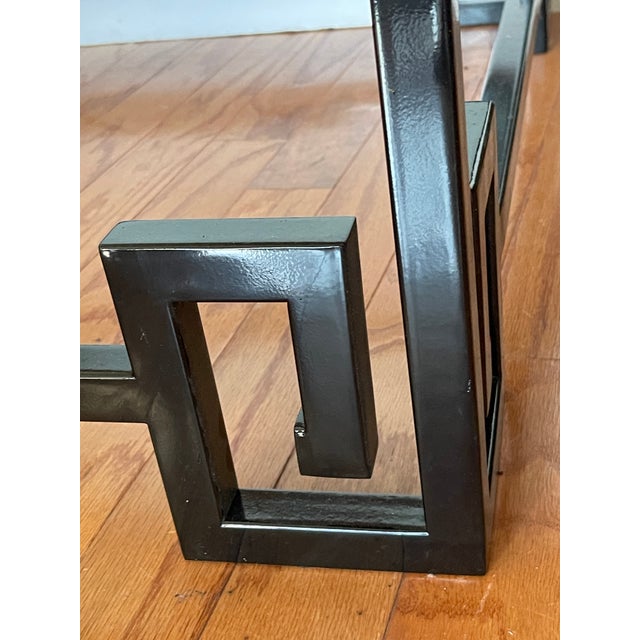 Black Lacquered Coffee Table Greek Key Accent For Sale - Image 9 of 10
