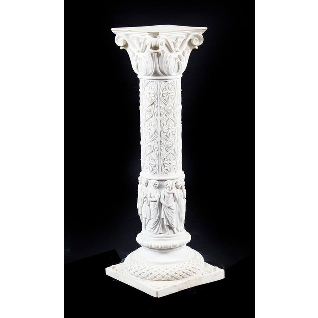 20th Century Composition Marble Bust of Apollo on Pedestal, Set of 2 For Sale - Image 4 of 15