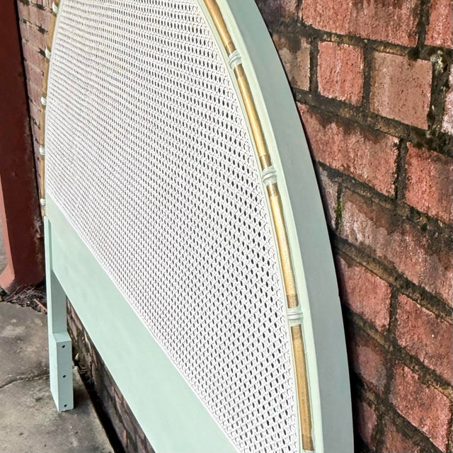 1970s Parcel Gilt Faux Bamboo Arched Queen Headboard - Newly Painted For Sale - Image 12 of 13