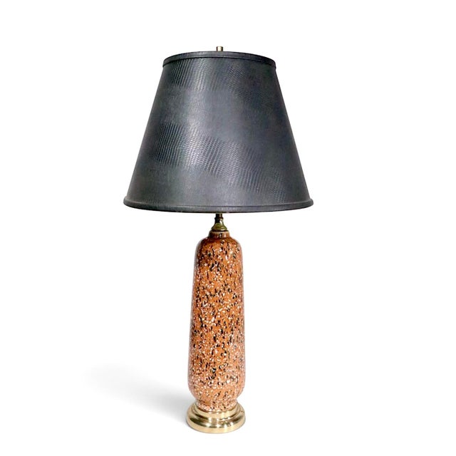 1950s Mid Century Modern Ceramic Confetti Glaze Ceramic Table Lamp For Sale - Image 9 of 11