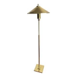 Von Nessen Style Brass Art Deco Conical Floor Lamp For Sale