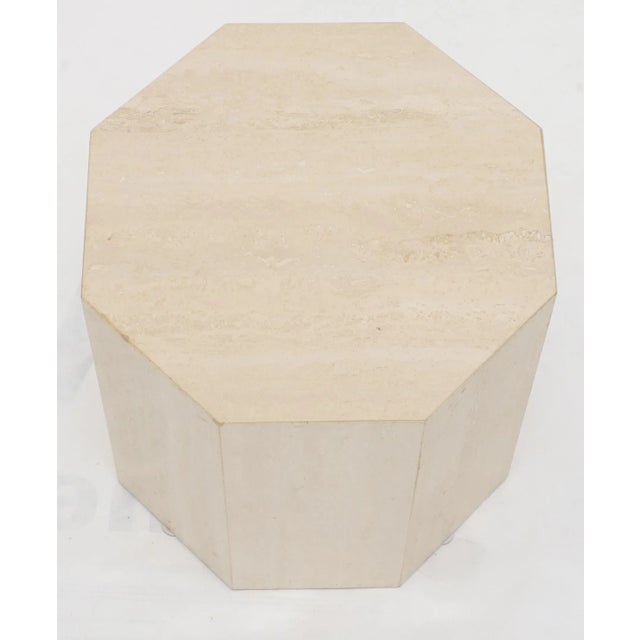 Mid-Century Modern Mid 20th Century Octagon Shape Travertine Side Table For Sale - Image 3 of 8