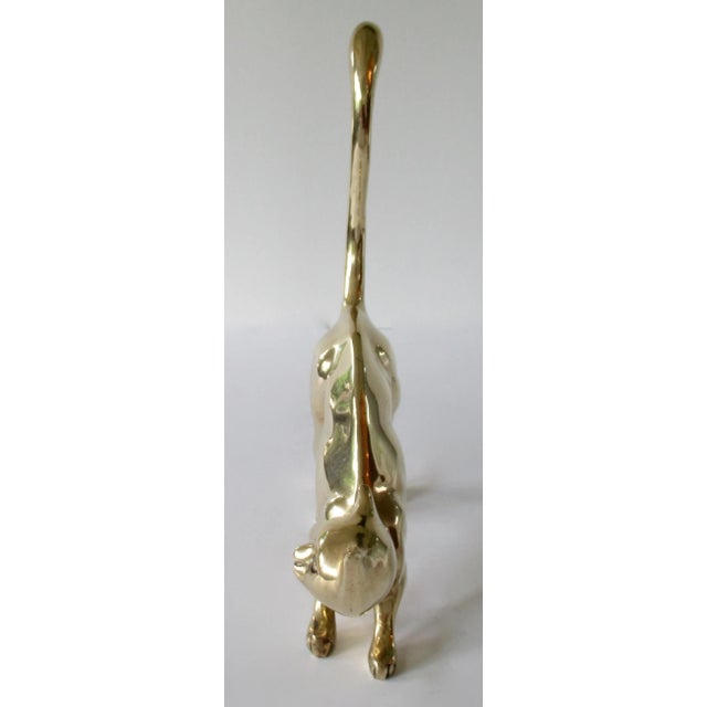 1960s Mid-Century 1960's-1970's Large Polished Brass Cat With Accentuated Tail "On the Prowl" For Sale - Image 5 of 13