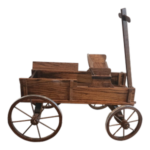 Vintage Hand Crafted Decorative Oak Pull Toy Wagon