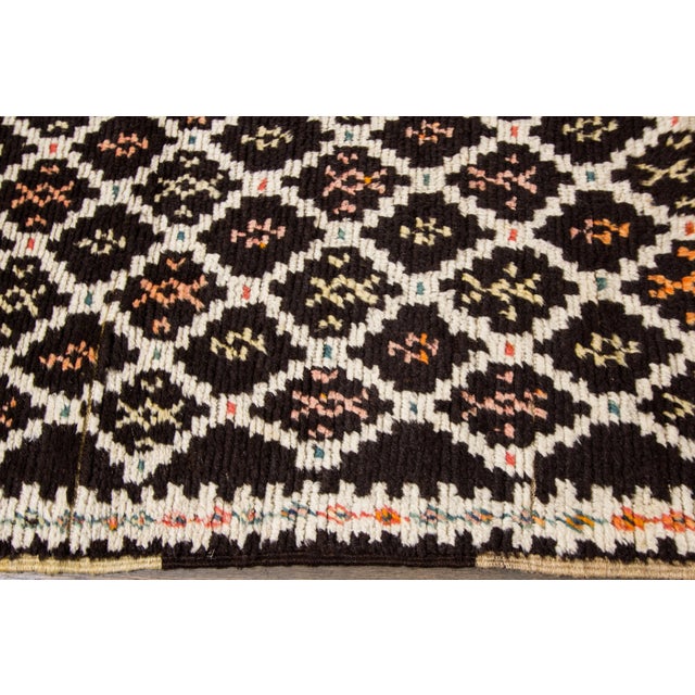 Handmade Vintage Brown Tribal Moroccan Wool Rug For Sale - Image 9 of 10