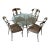 Vintage Neoclassical-Style Brushed Steel and Brass Dining — Set of 5/ Sold For Sale