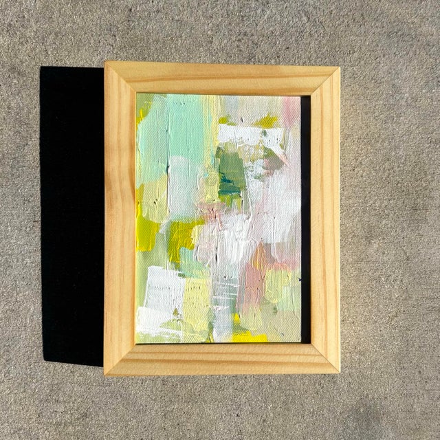 Abstract Vintage Boho Miniature Painting in Wood Frame For Sale - Image 3 of 7