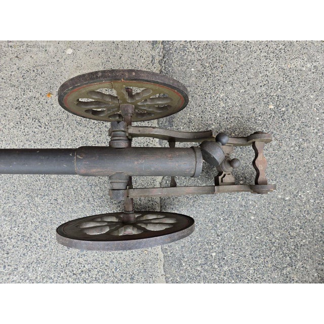 Large Antique 19th Folk Art Handmade Wood Canon in Old Original Paint For Sale - Image 4 of 9