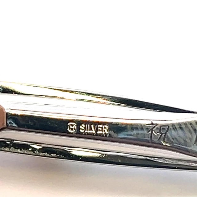 1990s Mikimoto Estate Akoya Pearl Tie Bar Sterling Silver 6.35 mm For Sale In New York - Image 6 of 7