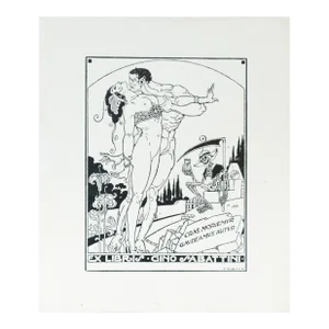 1920 Italian Engraving Bookplate (Ex Libris), Cras Moriemur Gaudeamus Igitur