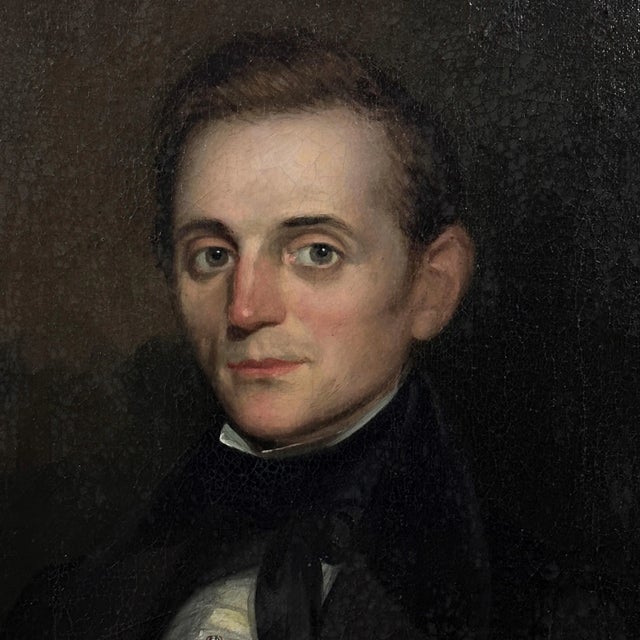 Victorian Antique 19th C. Early Victorian Portrait of Man (C. 1823, Oil on Canvas) For Sale - Image 3 of 10