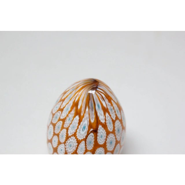 Vintage Italian Modernist Murano Millefiori Mosaic Glass Egg Paperweight Sculpture For Sale - Image 9 of 10