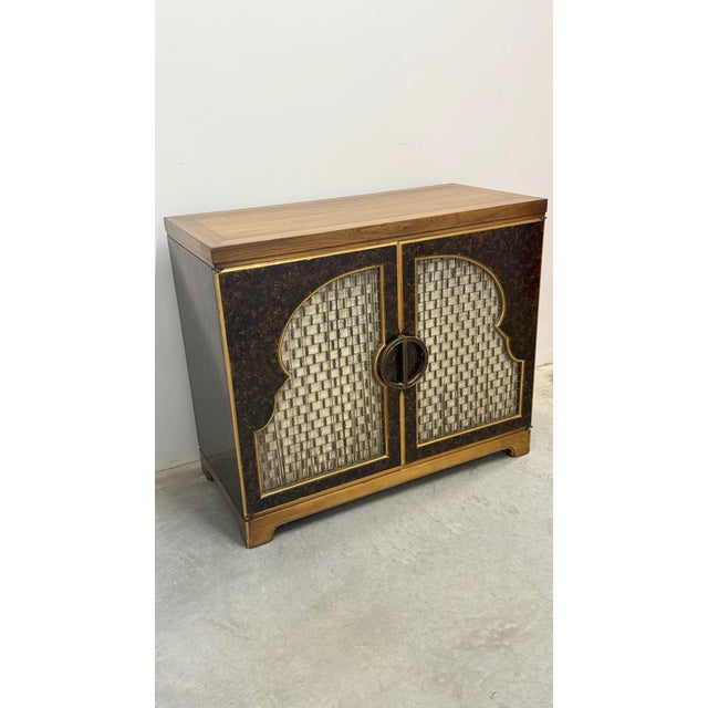 Mid-Century Modern 1970s Mid-Century John Widdicomb Lacquered Moorish Cabinet For Sale - Image 3 of 18