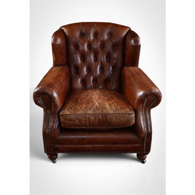 Ardingly Cigar Club Armchair in Antique Whisky Leather by Timothy Oulton, 2010s For Sale - Image 3 of 18
